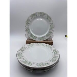 Taihei China Japan Floral Bread Butter Plates Set of 5 Silver Rim 6.5 Inch